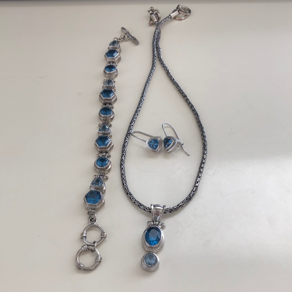 Sterling Silver Necklace Bracelet & Earring set